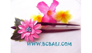 Leather Flower Hair Stick